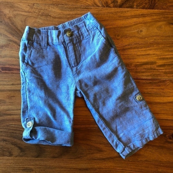 Janie and Jack Light Blue Linen Shorts/ Pants - Picture 1 of 5